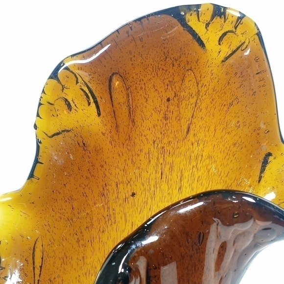 Vintage Amber Brown Root Beer Hand Blown Vase - Picture 9 of 12